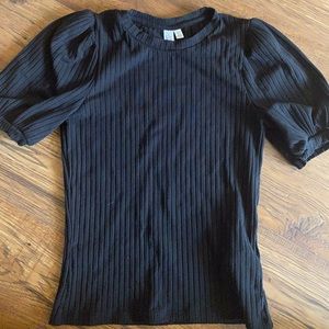 & Other Stories Ribbed Puff Sleeve Top
